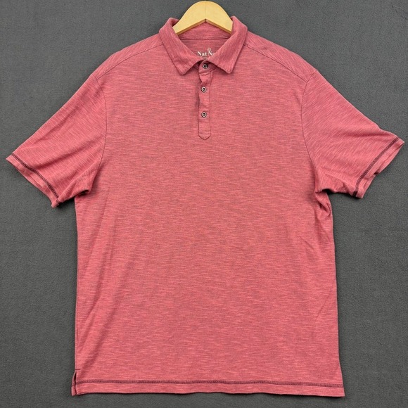 Nat Nast Polo Shirt Men's Size L Blue Short Sleeve Knit Luxury Casual Top - Picture 1 of 13